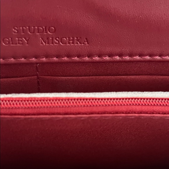 Badgley Mischka Wine Chevron Clutch with Gold Chain - Picture 13 of 16